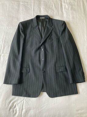 Valentino Black Pinstripe Suit Jacket
